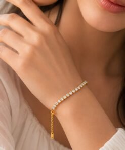 Alternative view of 22 karet Stainless Steel Gold Plated White Zircon Stone Bracelet