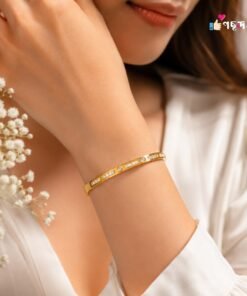 Alternative view of 22K Gold Plated Stainless Steel white stone Bracelet BR58