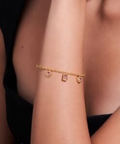 3 purple Zircon stone Gold Plated Bracelet