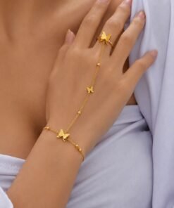Alternative view of Butterfly Design Bracelet Attach Finger Ring