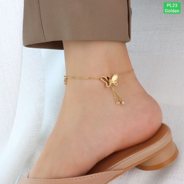 Double Butterfly 2 Hanging Stone Anklet Payel - Image 2