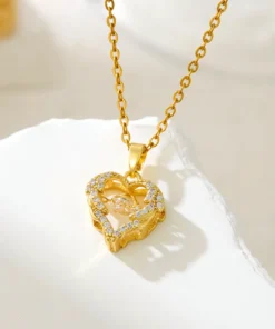 Love Design White Zircon Stone 22Karet Gold Plated Necklace