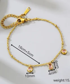 3 purple Zircon stone Gold Plated Bracelet - Image 3