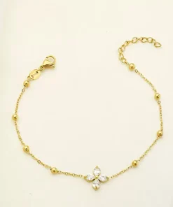 Alternative view of 8 Ball 1 Flower Zircon Stone Bracelet