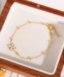 8 Ball 1 Flower Zircon Stone Bracelet