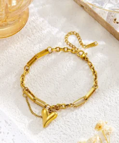 Alternative view of 22 karet Stainless Steel Gold Plated Love Chain Bracelet