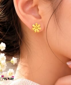7 Leaf Flower Shape Backpin Shining 22karet Gold Plated Earring