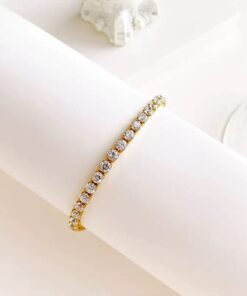 22 karet Stainless Steel Gold Plated White Zircon Stone Bracelet - Image 3