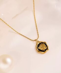 Alternative view of Special Rose Sealed Pendant 22Karet Gold Plated Necklace