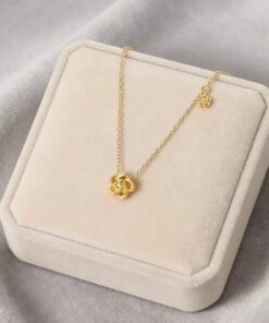 Alternative view of Golden Small Rose Pendant 22Karet Gold Plated Chain Necklace