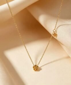 Golden Small Rose Pendant 22Karet Gold Plated Chain Necklace