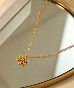 Special Snow Crystal pendant 22Karet Gold Plated Necklace - Image 3