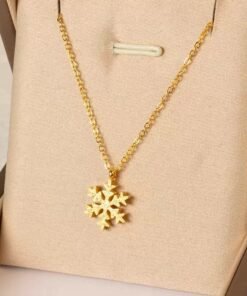 Alternative view of Special Snow Crystal pendant 22Karet Gold Plated Necklace