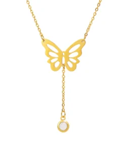 Special Butterfly Hanging Stone pendant 22Karet Gold Plated Necklace - Image 3
