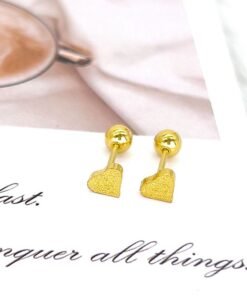 Alternative view of Love Shape Backpin Shining 22karet Gold Plated Earring