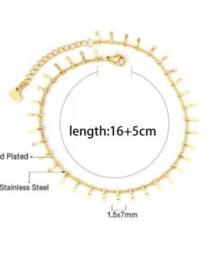 Multiple Pin Stainless Steel Gold Plated Chain Bracelet - Image 3
