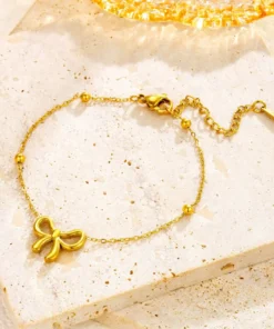 Tie Design Stainless Steel Gold Plated Chain Bracelet