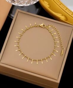 Alternative view of Multiple Pin Stainless Steel Gold Plated Chain Bracelet