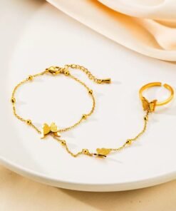 Butterfly Design Bracelet Attach Finger Ring - Image 4