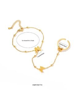 Butterfly Design Bracelet Attach Finger Ring - Image 3