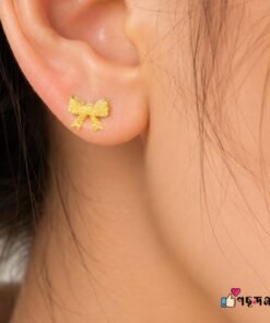 Bow Tie Design Shining 22karet Gold Plated Earrings